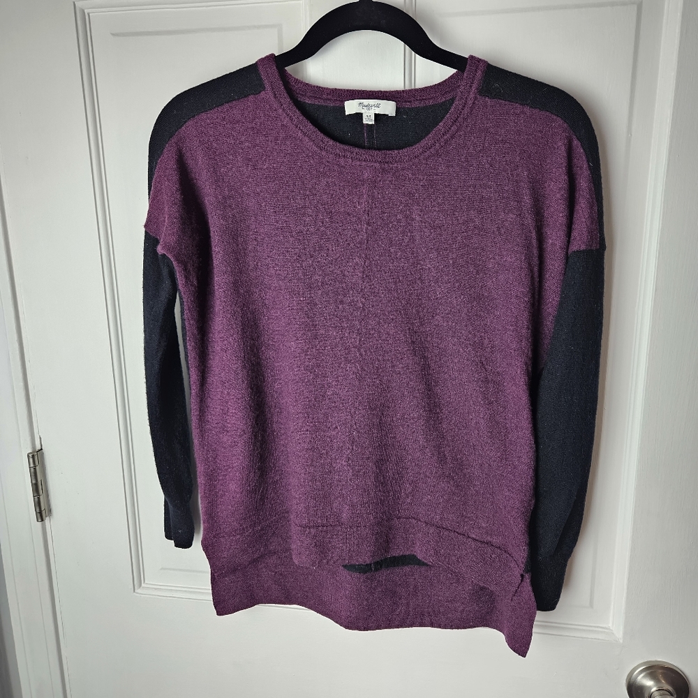 Madewell Size XS Purple and Black Merino Wool Sweater